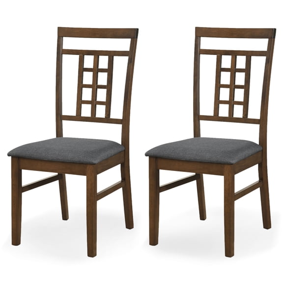ELLEGNT 2 PCS Rubber Wood Dining Chairs - Farmhouse Style with Lattice Back for Kitchen, Dining Room