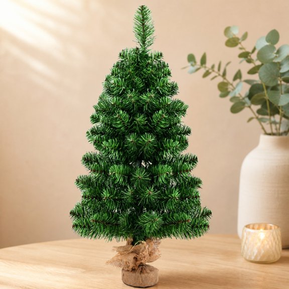 ELLEGNT 3 Ft Green Pre-Lit Mini Xmas Tree with Pot, Small Christmas Tree