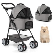 ELLEGNT 3-in-1 Travel Pet Stroller with Detachable Carrier - All-Terrain 4-Wheel Foldable Wagon for Small Pets
