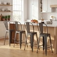 thumbnail image 1 of ELLEGNT 4 PCS 62 cm Counter Height Bar Stools – Metal Frame, Backrests & Footrests Included, Gun Metal, 1 of 10
