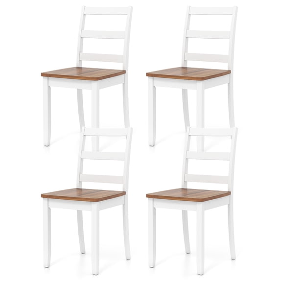 ELLEGNT 4-Piece Ladder Back Dining Side Chairs – Solid Rubber Wood Legs, Armless & Lightweight for Everyday Use