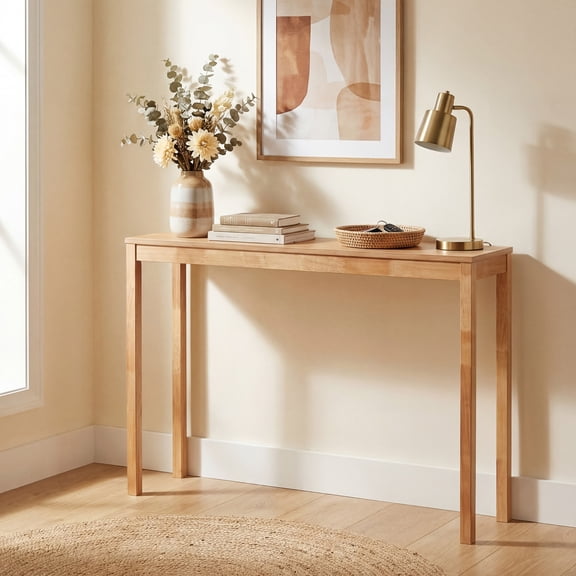 ELLEGNT 48" Wood Console Table – Modern Farmhouse, Thickened Top, Solid Wood Legs, Behind Couch, Natural