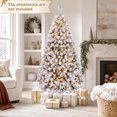 ELLEGNT 6 FT Pre-Lit Flocked Christmas Tree Hinged 250 LED Lights ...