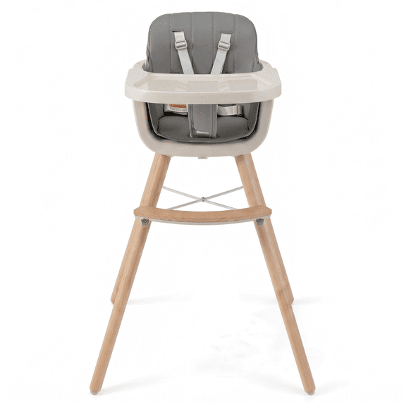 ELLEGNT 6-in-1 Baby High Chair, Feeding Chair, Convertible Highchair with 5-Point Harness, Removable Tray & PU Cushion for Babies and Toddlers in Gray