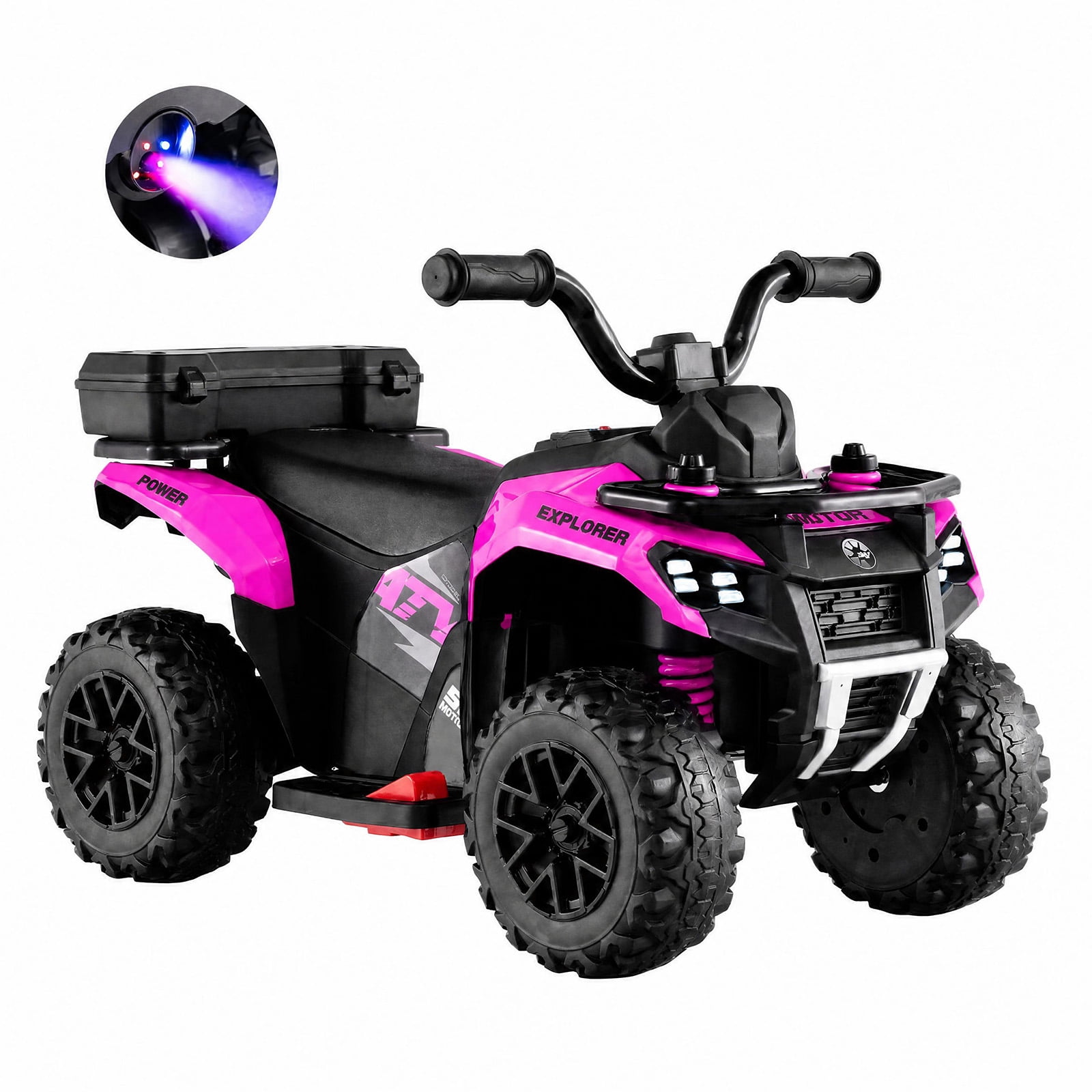 Automatic Racing 4 Wheeler ELLEGNT 6V Kids Ride On ATV 4 Wheeler with Lights Music Spray Storage ...