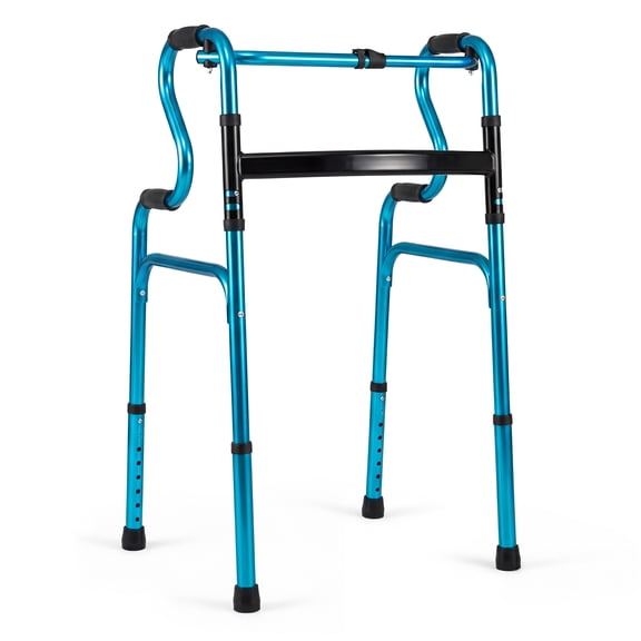 ELLEGNT Adjustable Height Walking Frame with OneButton Fold - Aluminum Walker, Navy