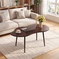 thumbnail image 1 of ELLEGNT Cloud Coffee Table 39.5" – Irregular Wood & Metal, Modern, for Living，Home Office，Small Spaces, Walnut, 1 of 9