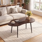 ELLEGNT Cloud Coffee Table 39.5"   Irregular Wood & Metal, Modern, for Living Home Office Small Spaces, Walnut