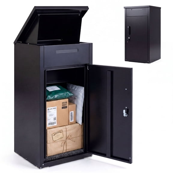 ELLEGNT Coded Lock AntiTheft Delivery Box Lockable Door with AntiTheft Board, Package Box for Home, Black