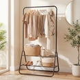 thumbnail image 1 of ELLEGNT Heavy Duty Metal Clothing Rack with Hanging Rod and Shelves -  Garment Rack for Closet, Laundry Black, 1 of 9