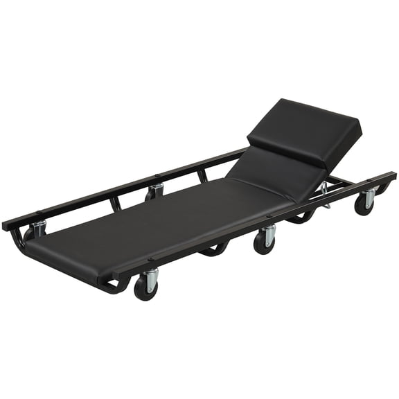 ELLEGNT Padded Rolling Creeper Cart - 40 Inch with Adjustable Backrest & Headrest for Mechanics, Black