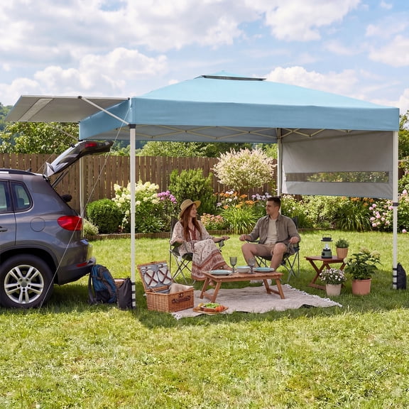 ELLEGNT Pop Up Canopy Tent 10x17 FT - Dual Adjustable Awnings for Sun Protection Blue