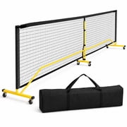 ELLEGNT Portable 22 ft Regulation Pickleball Net System with 6 Lockable Wheels and Carry Bag