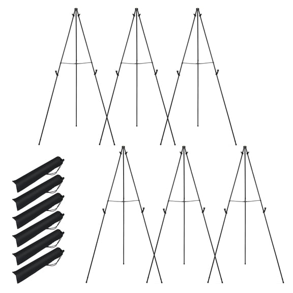 ELLEGNT Portable Tripod Easels Set of 6 Includes Carry Bags, AntiSlip Pads & Adjustable Card Slots