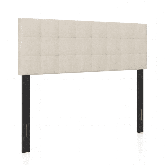 ELLEGNT Quilted Linen Upholstered Headboard – Queen/Full Size, Foam Padded, Wood Support Legs, 2‑Width Adjustable, Beige