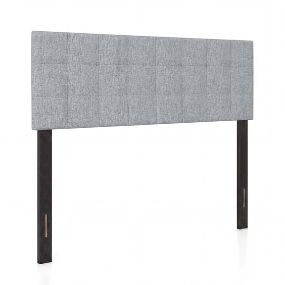 ELLEGNT Quilted Linen Upholstered Headboard – Queen/Full Size, Foam Padded, Wood Support Legs, 2‑Width Adjustable, Gray