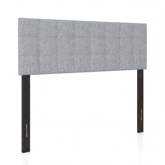 ELLEGNT Quilted Linen Upholstered Headboard – Queen/Full Size, Foam Padded, Wood Support Legs, 2‑Width Adjustable, Gray