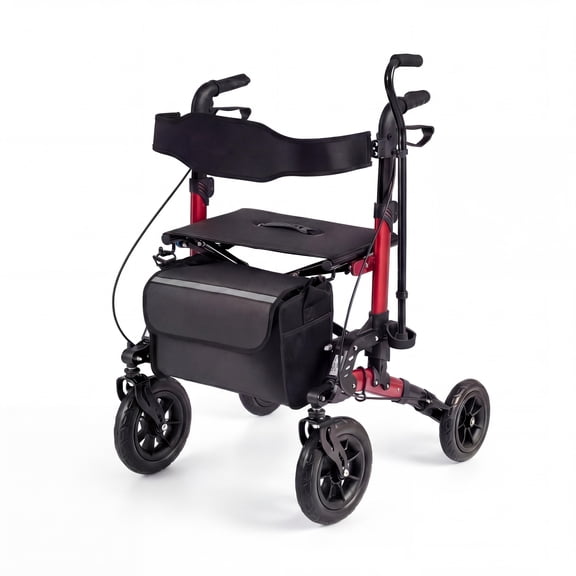 ELLEGNT Rollator Walker with Seat and Spring Suspension – Mobility Aid for Seniors Purple + Black