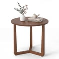 thumbnail image 1 of ELLEGNT 1 PCS Rubber Wood Round Side Table – Triangular Support End Table for Bedroom, Living Room, or Small Space Walnut, 1 of 10