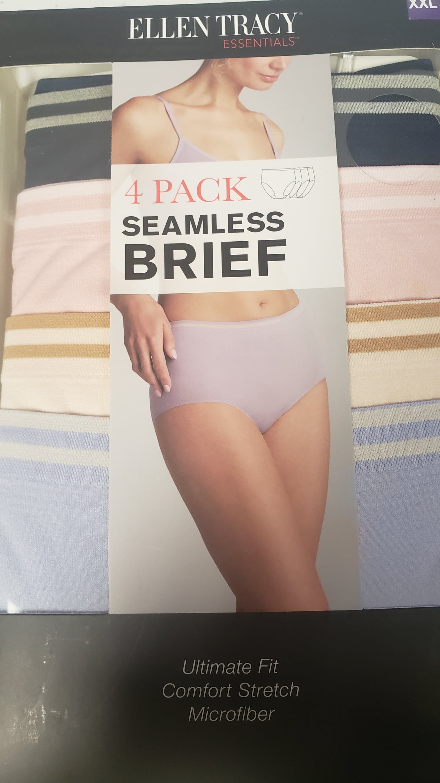 Ellen Tracy Essentials Womens Seamless Briefs 4-Pack Panties (Ivory Tan,  Medium) 