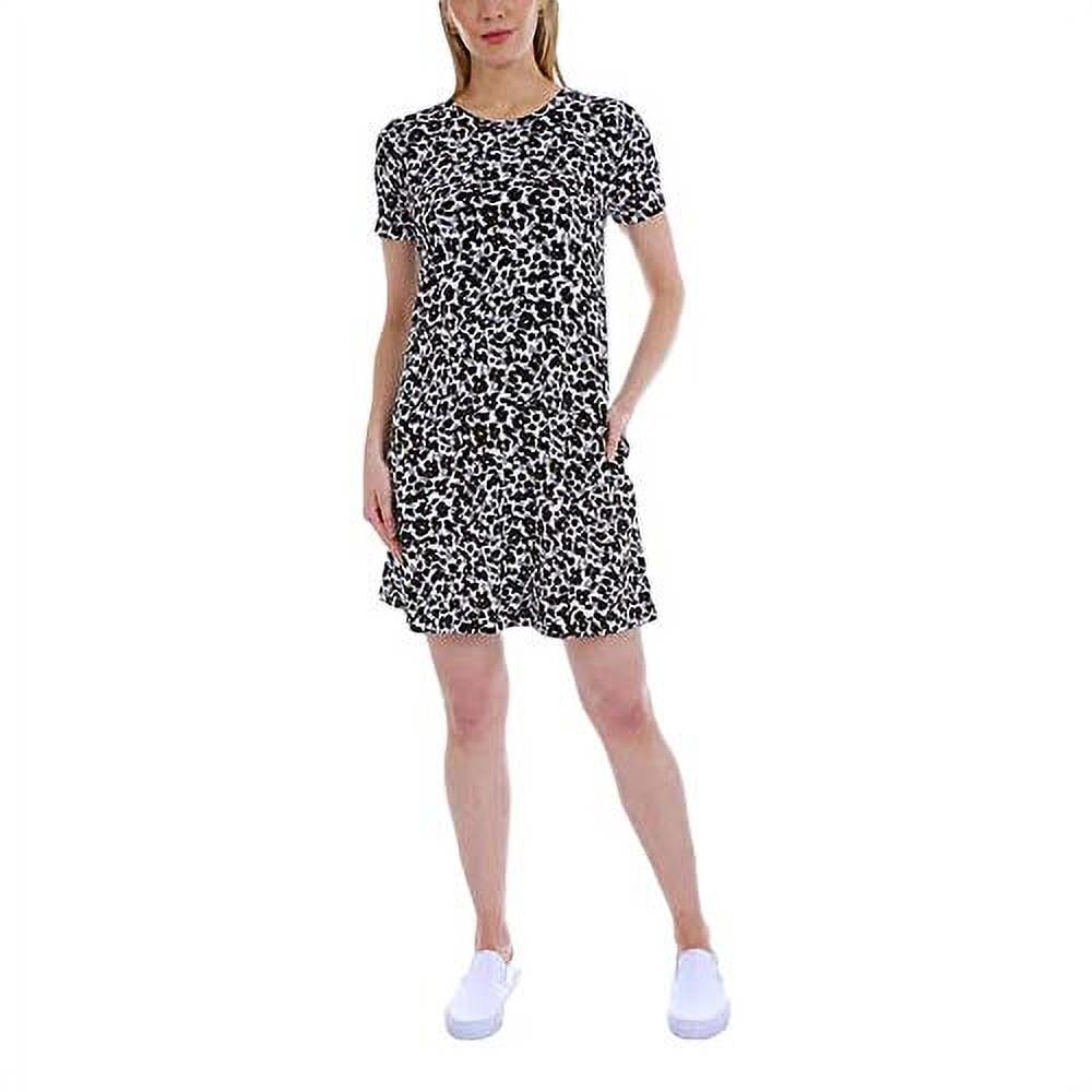white christmas dresses Ponte Flare Dress with Vegan Leather Trim Black / XL