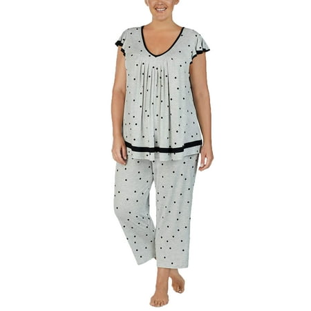 ELLEN TRACY Short Sleeve Top, Grey Heather Dot, 2X