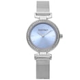 thumbnail image 1 of ELLEN TRACY Women’s Silver Mesh Band Watch – Round Blue Sunray Dial with Crystals, 1 of 6