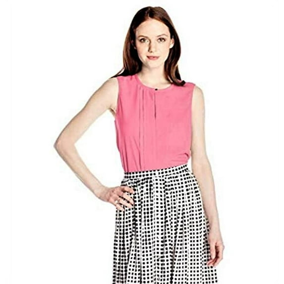 ELLEN TRACY Women's Size Pleat-Front Keyhole Top, Azalea, Petite X-Large