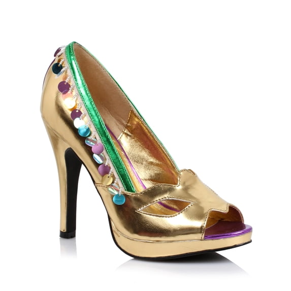 ellie 414-masquerade women's 4" heel peep toe cut out slip on dress pump