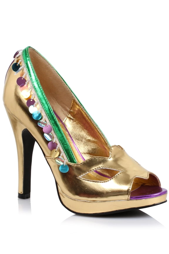 414-MASQUERADE Women's 4" Heel Peep Toe Cut Out Slip On Dress Pump