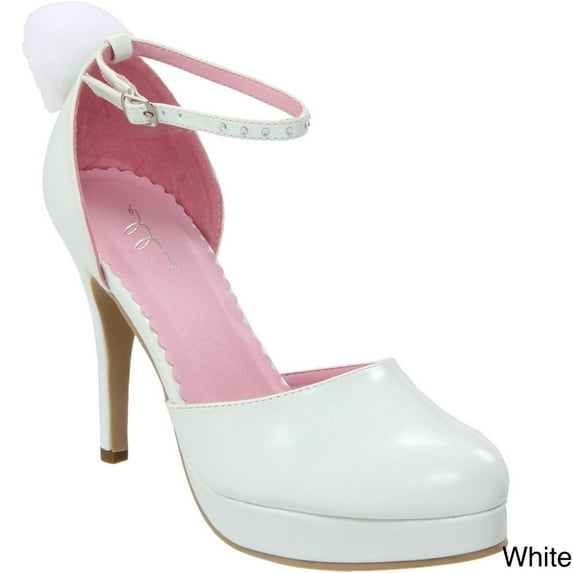 ELLIE 420-COTTONTAIL Women 4" Heel Playboy Sexy Bunny Ankle Strap Platform Pumps
