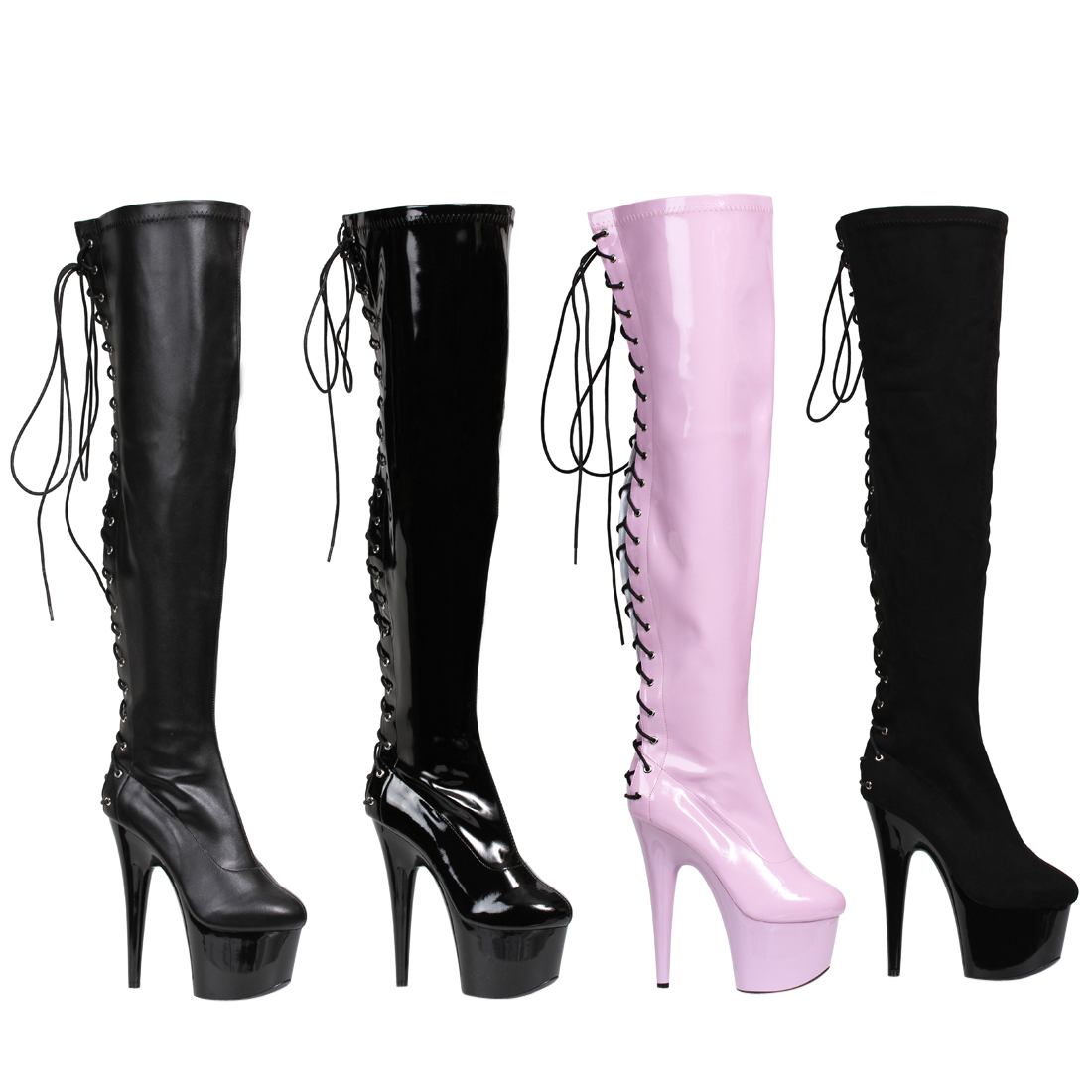 ELLIE 609-FARE Women's 6" Heel Lace Up Platform Thigh High Boot - image 1 of 2