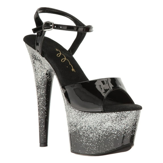 ELLIE 709-CARI Women's 7" Heel Peep Toe Ankle Strap Shiny Glitter Sandals