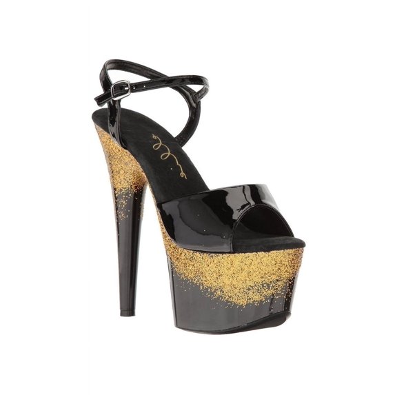 ELLIE 709-CARI Women's 7" Heel Peep Toe Ankle Strap Shiny Glitter Sandals