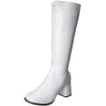 thumbnail image 1 of ELLIE SHOES Women's Go Go Boots, Faux Patent Leather, Chunky Heel, White, Size 6, 1 of 6