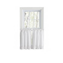 Ellis Curtain Classic Wide Solid Color Perma Press Ruffled With 1.5" Rod Pocket Window Tiers 84" x 24" White