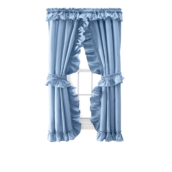 Ellis Curtain 70% Polyester 30% Cotton Stacey Ruffled Prscilla Curtain Panel Pairs With Tiebacks 54" x 84" Slate