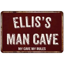 ELLIS'S Man Cave Red Grunge Sign 8 x 12 High Gloss Metal Sign 208120003160