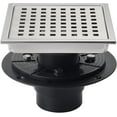 thumbnail image 1 of ELLO&ALLO 6 Inch Square Shower Floor Drain With Flange,Quadrato Pattern Grate Removable, SUS 304 Stainless Steel in Brushed Nickel, 1 of 3
