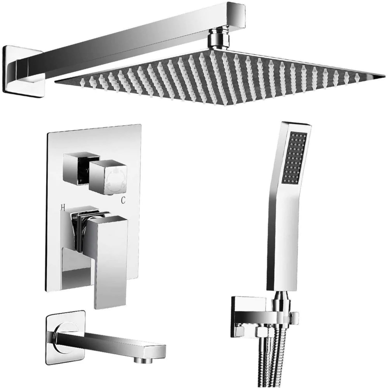 ELLOALLO 2Handle 2Spray Tub and Shower Faucet Handheld Shower Combo