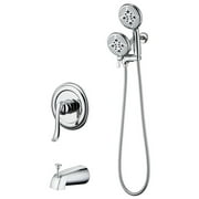ELLOALLO Complete Shower System with Tub Shower Faucet Set 5in Head Matte Black Chrome Chrome Finish