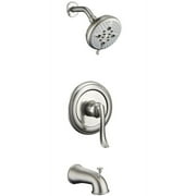 ELLOALLO Complete Shower System with Tub Shower Faucet Set 5in Head Matte Black Silver Brushed Nickel Finish