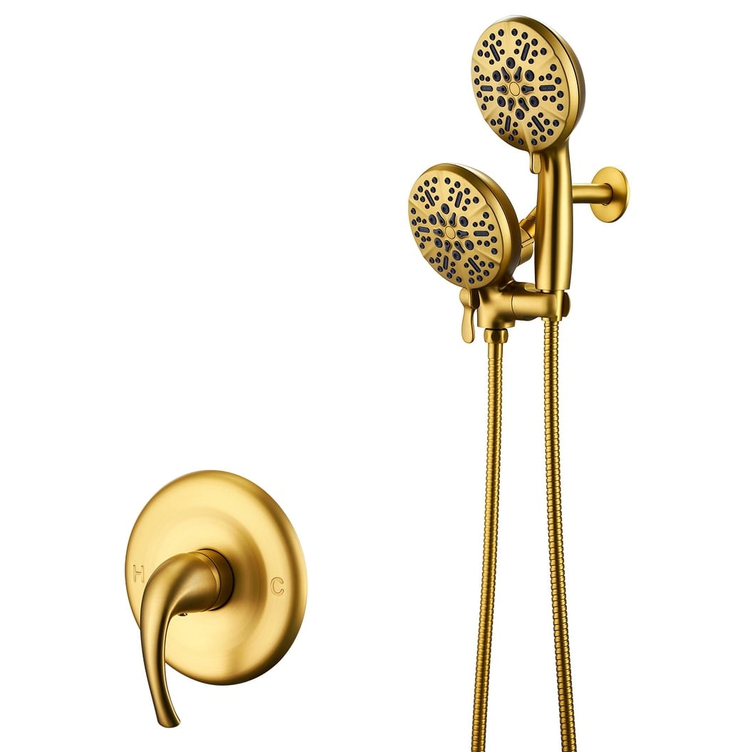 Goldtone High-Pressure Handheld Shower Faucet Set with Anti-Clog Nozzles