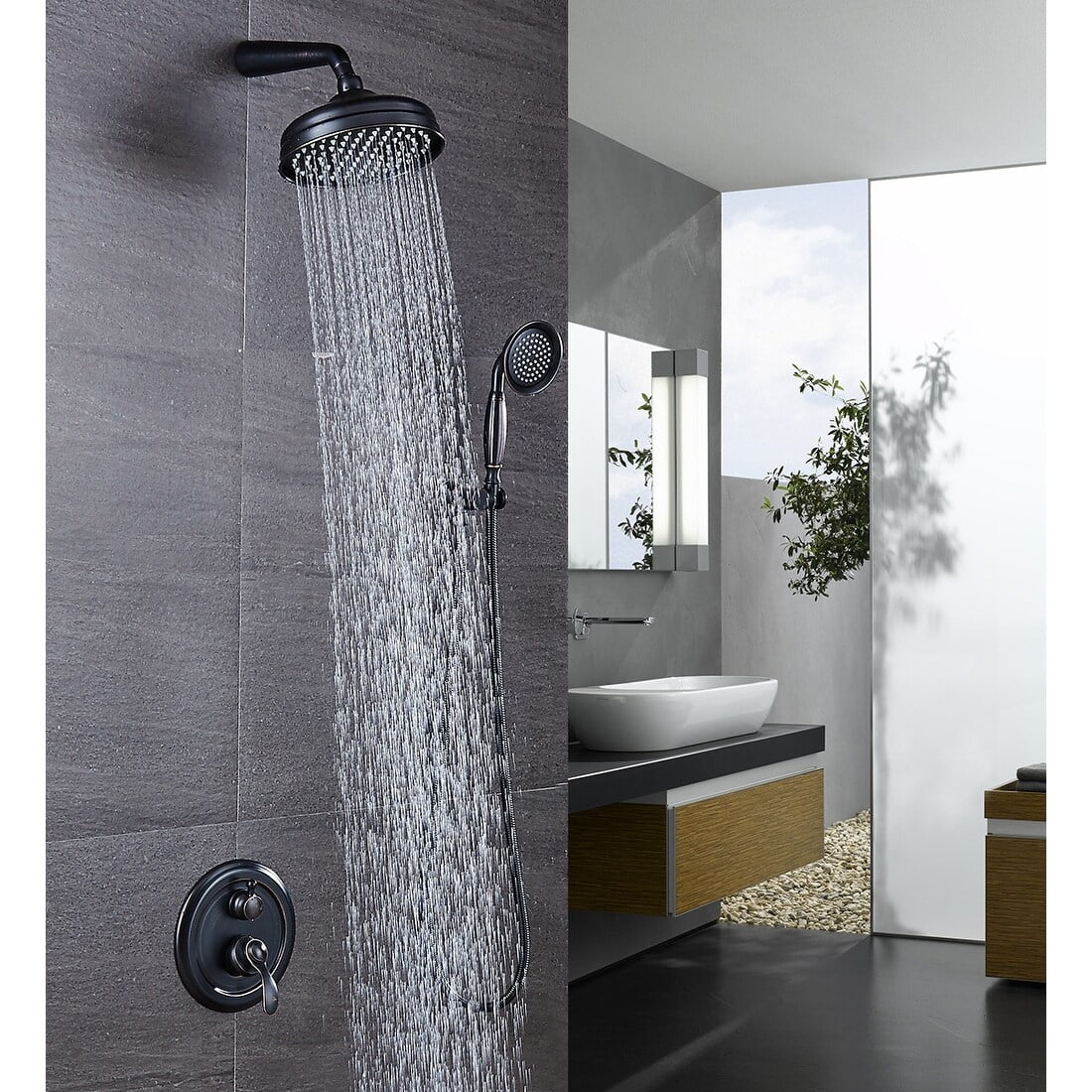 ELLOALLO Shower Faucet System Combo Kit with Head in Bronze (Valve Included)