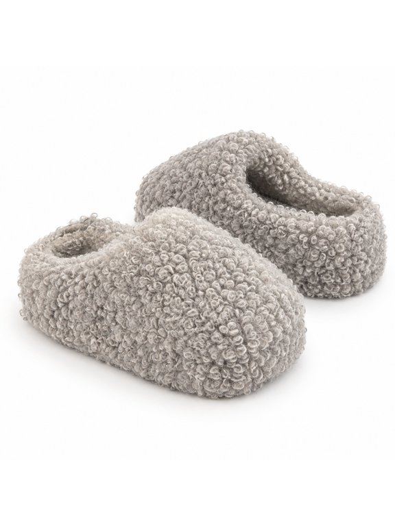 Women's Curly Plush Platform Slippers, Closed Toe Backless Mules