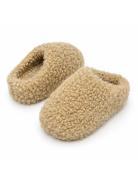 Women's Curly Plush Platform Slippers, Closed Toe Backless Mules