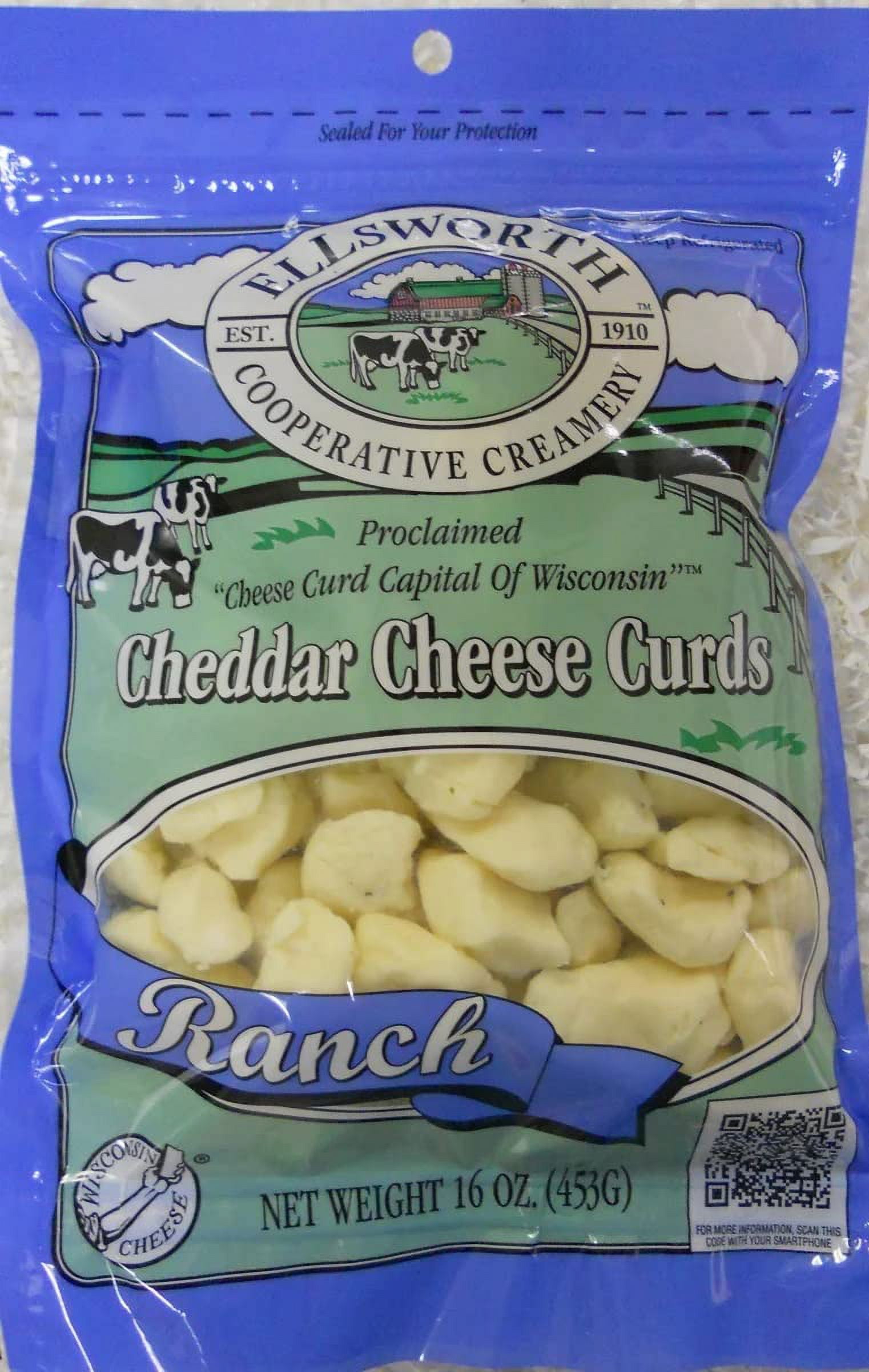 ELLSWORTH Cheese Curd Cheddar, Ranch, 16 Ounce (Pack of 8)
