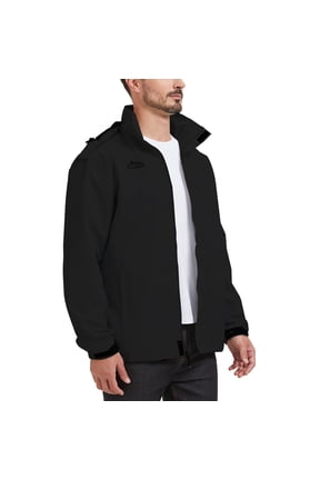 Men's Waterproof Jacket Rain Coat with Hood Outdoor Lightweight Hiking Jacket Black L