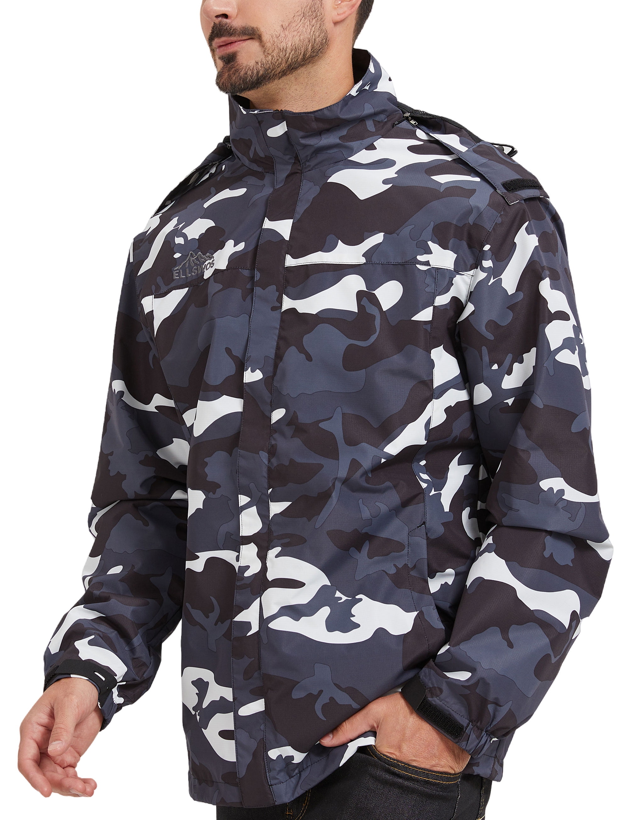 Men's Camouflage Print Hooded Outdoor Jackets Waterproof Male Loose Coats Spring Unisex Outwear