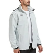 ELLSWOS-SPORTS Men's Waterproof Jacket Rain Coat with Hood Outdoor Lightweight Hiking Jacket Light Gray M